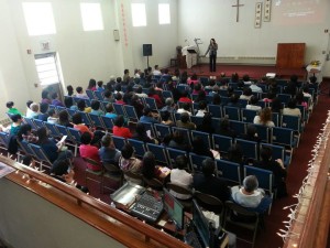 Agnes Chiang speaking at one of the two talks in Boston